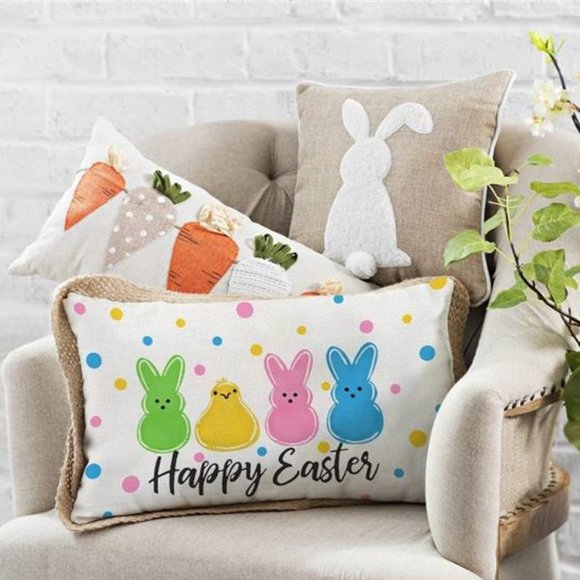 Easter Decorative Throw Pillow Cover Accent Case Farmhouse Cottage Spring Decor - Picture 3 of 6